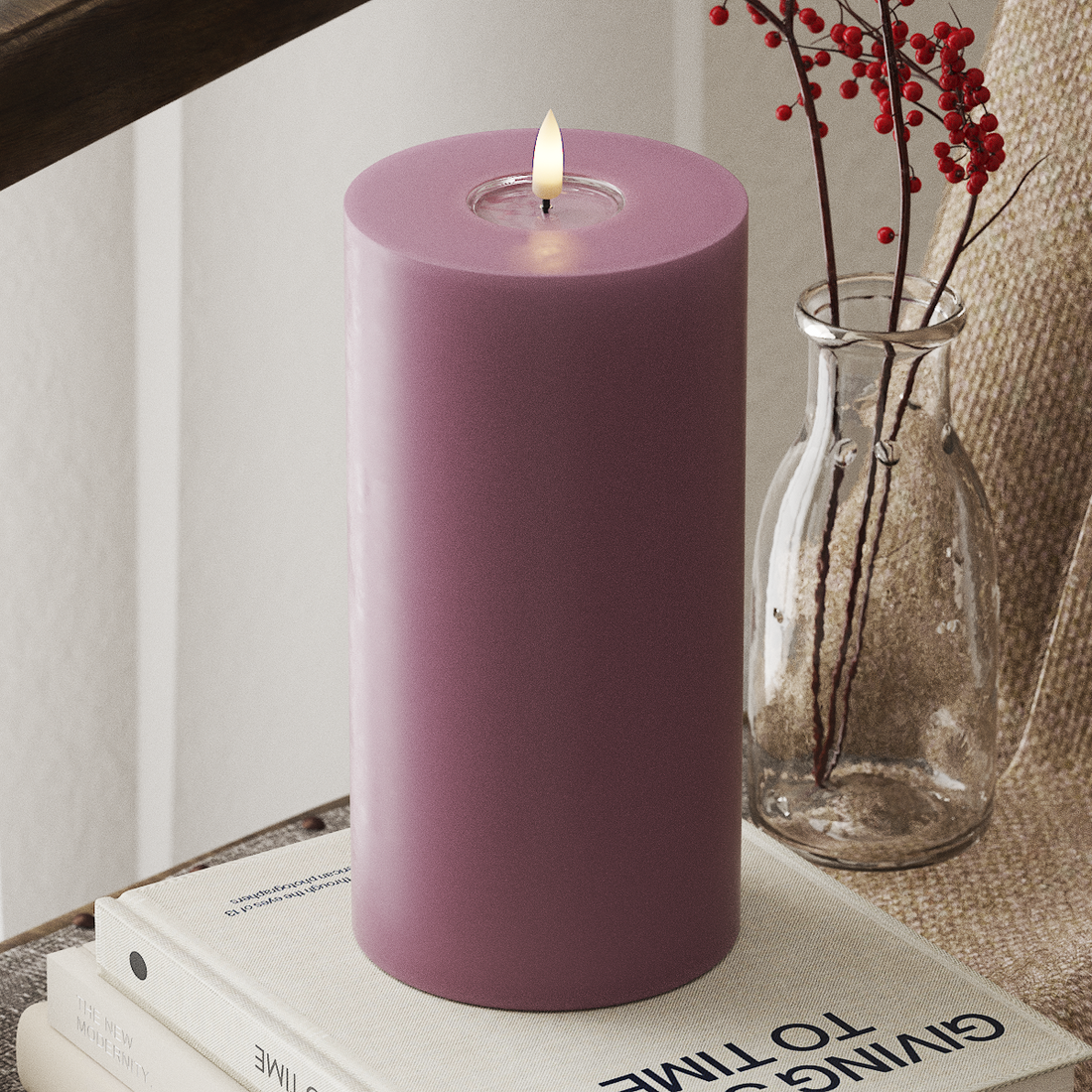 Deluxe Homeart LED Blokklys Ø 10 x 20 cm Lys lilla LED blokklys 4