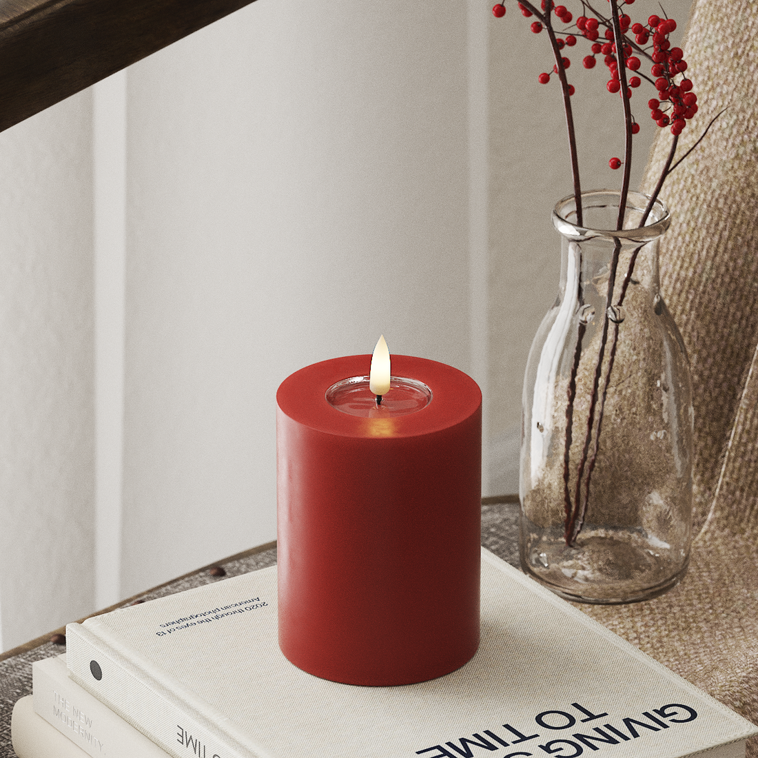Deluxe Homeart LED Pillar candle Ø 7.5 x 10 cm Red LED Pillar candle 4