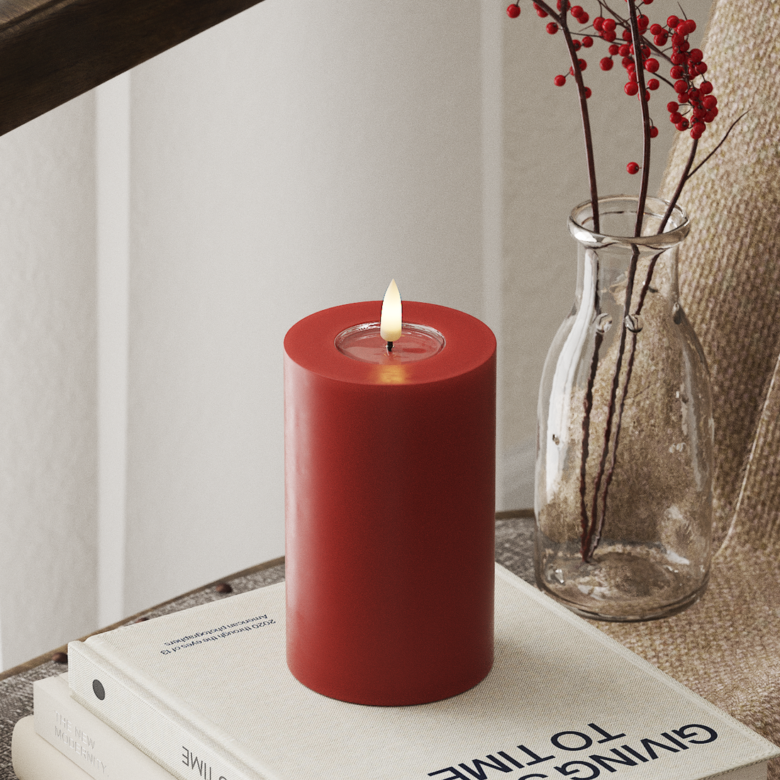 Deluxe Homeart LED Pillar candle Ø 7.5 x 12.5 cm Red LED Pillar candle 4