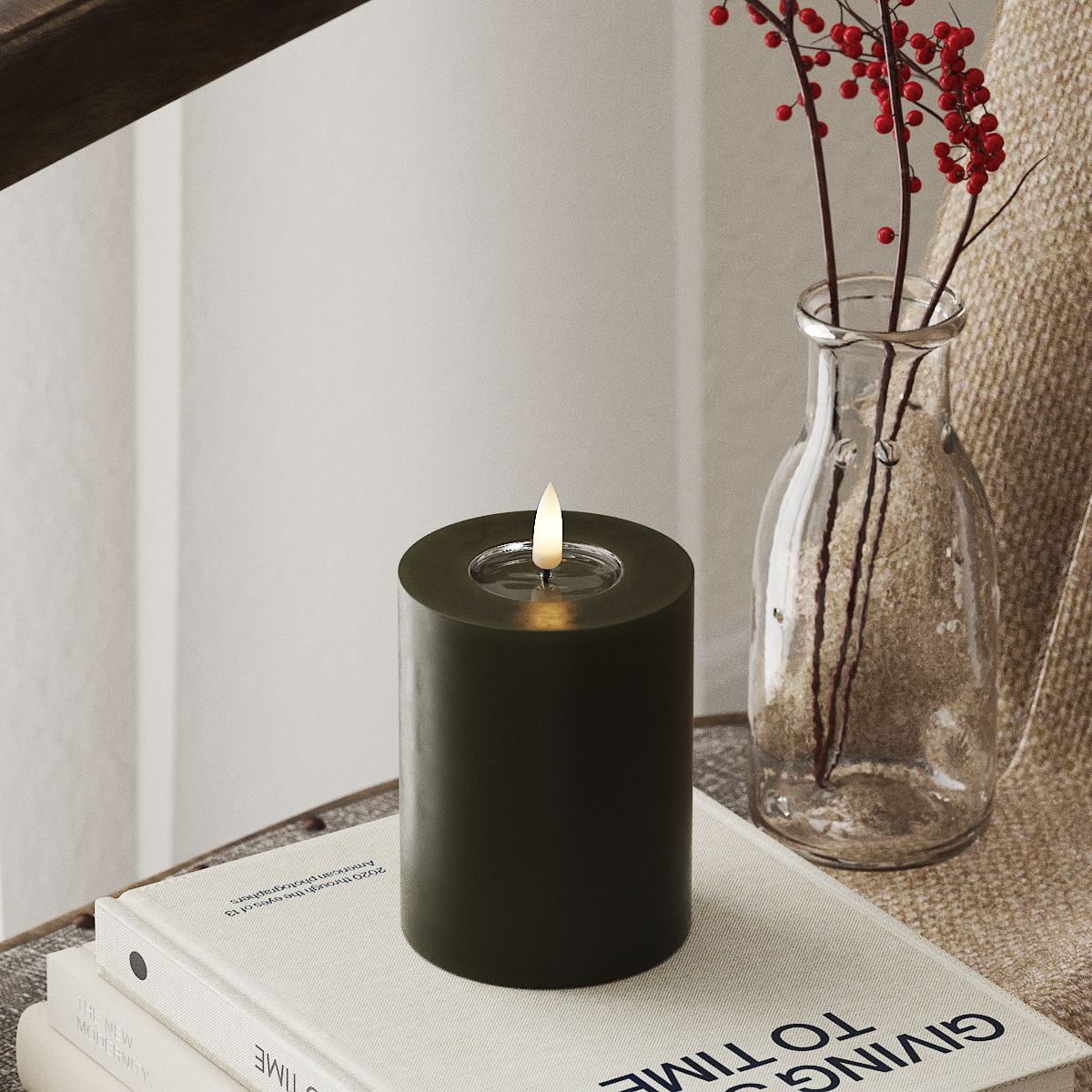 Deluxe Homeart LEDs Vela pilar Ø 7,5 x 10 cm Verde escuro LEDs Vela pilar 4