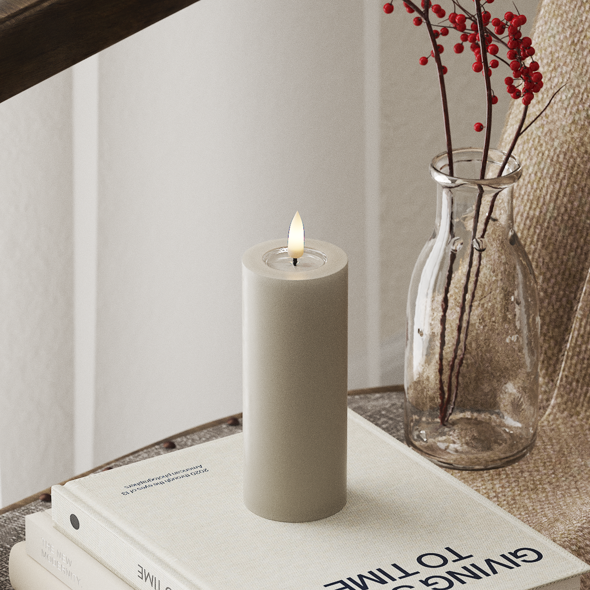 Deluxe Homeart Φωτιστικό μπλοκ LED Ø 5 x 12,5 cm Άμμος Φως μπλοκ LED 4