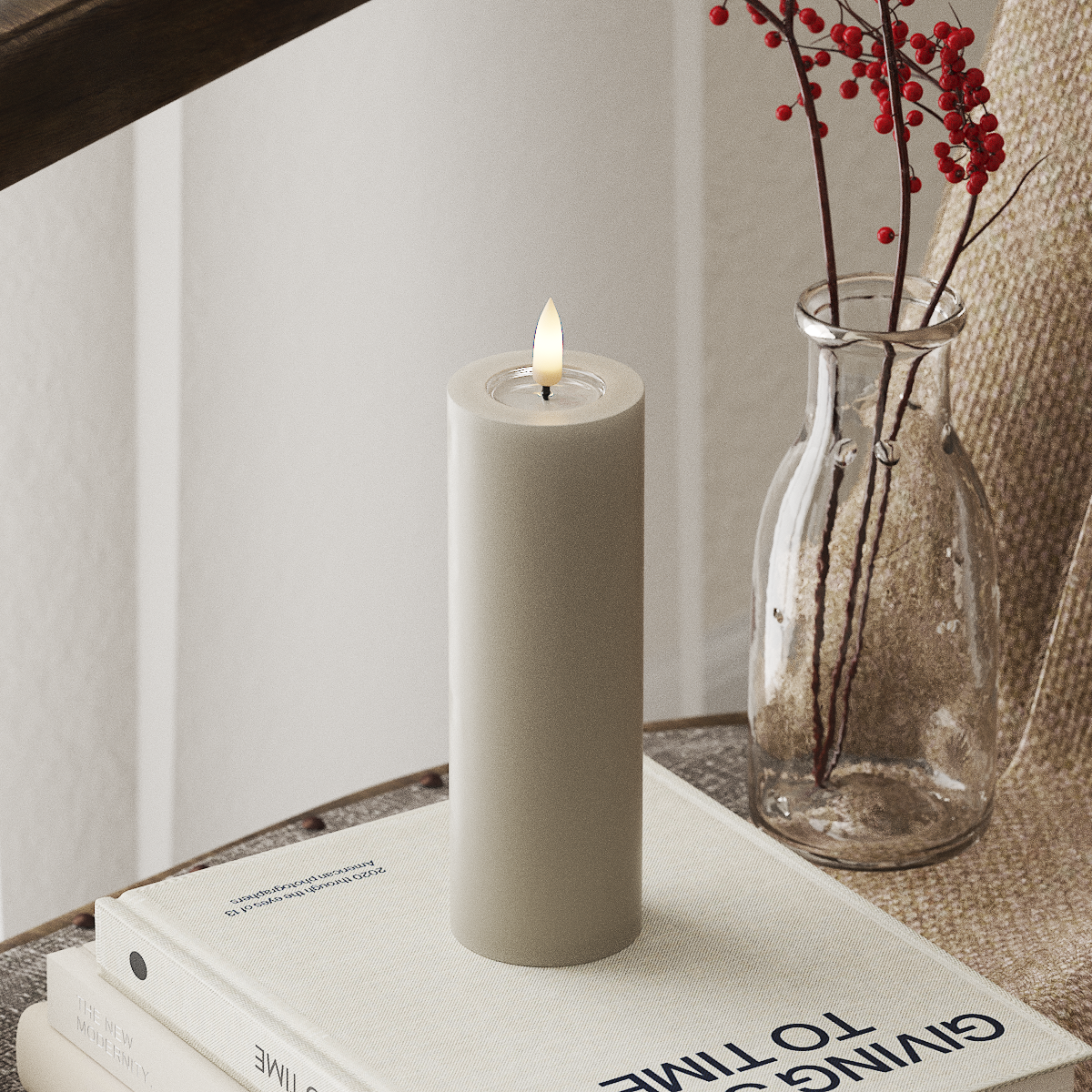 Deluxe Homeart Φωτιστικό μπλοκ LED Ø 5 x 15 cm Άμμος Φως μπλοκ LED 4