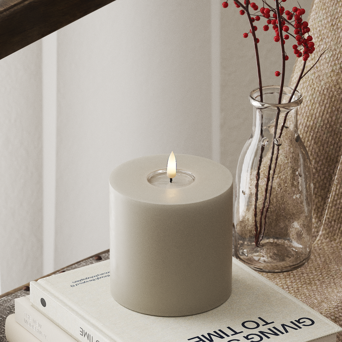 Deluxe Homeart LED Bloklys Ø 10 x 10 cm Sand LED bloklys 4