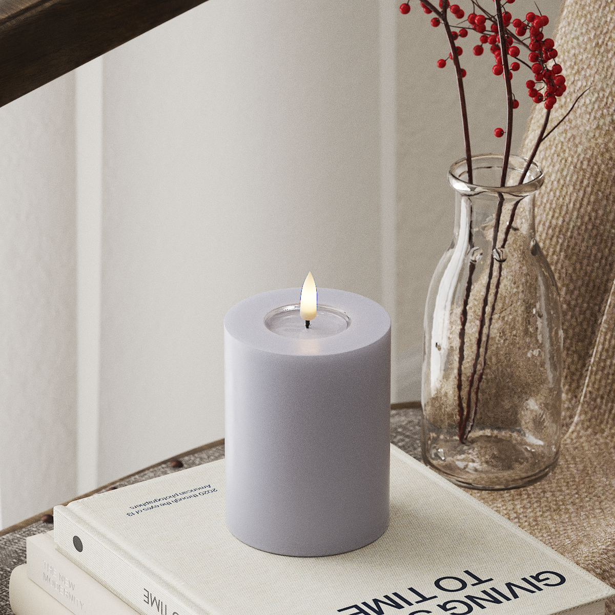 Deluxe Homeart Φωτιστικό μπλοκ LED Ø 7,5 x 10 cm Ξεθωριασμένο μπλε Φως μπλοκ LED 4