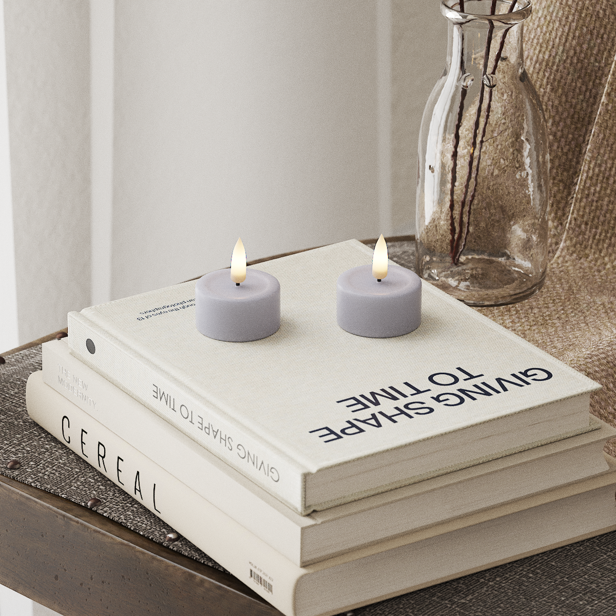 Deluxe Homeart LED Fyrfadslys 2 stk. Støvet blå LED fyrfadslys 4