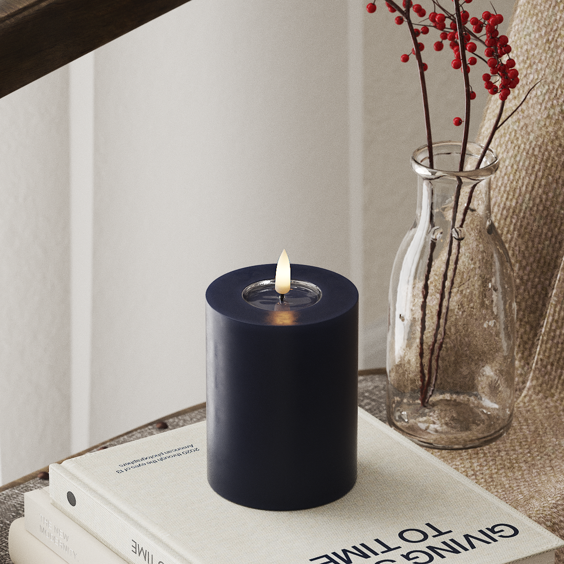 Deluxe Homeart LED Bloklys Ø 7,5 x 10 cm Kongeblå LED bloklys 4