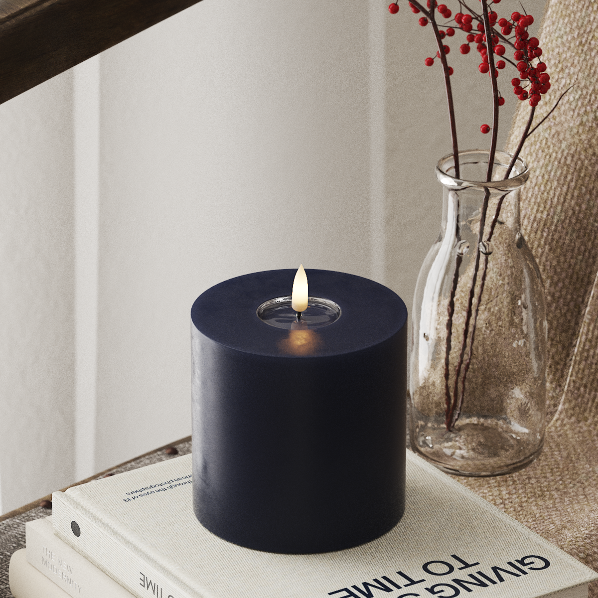 Deluxe Homeart LED Blokklys Ø 10 x 10 cm Kongeblå LED blokklys 4