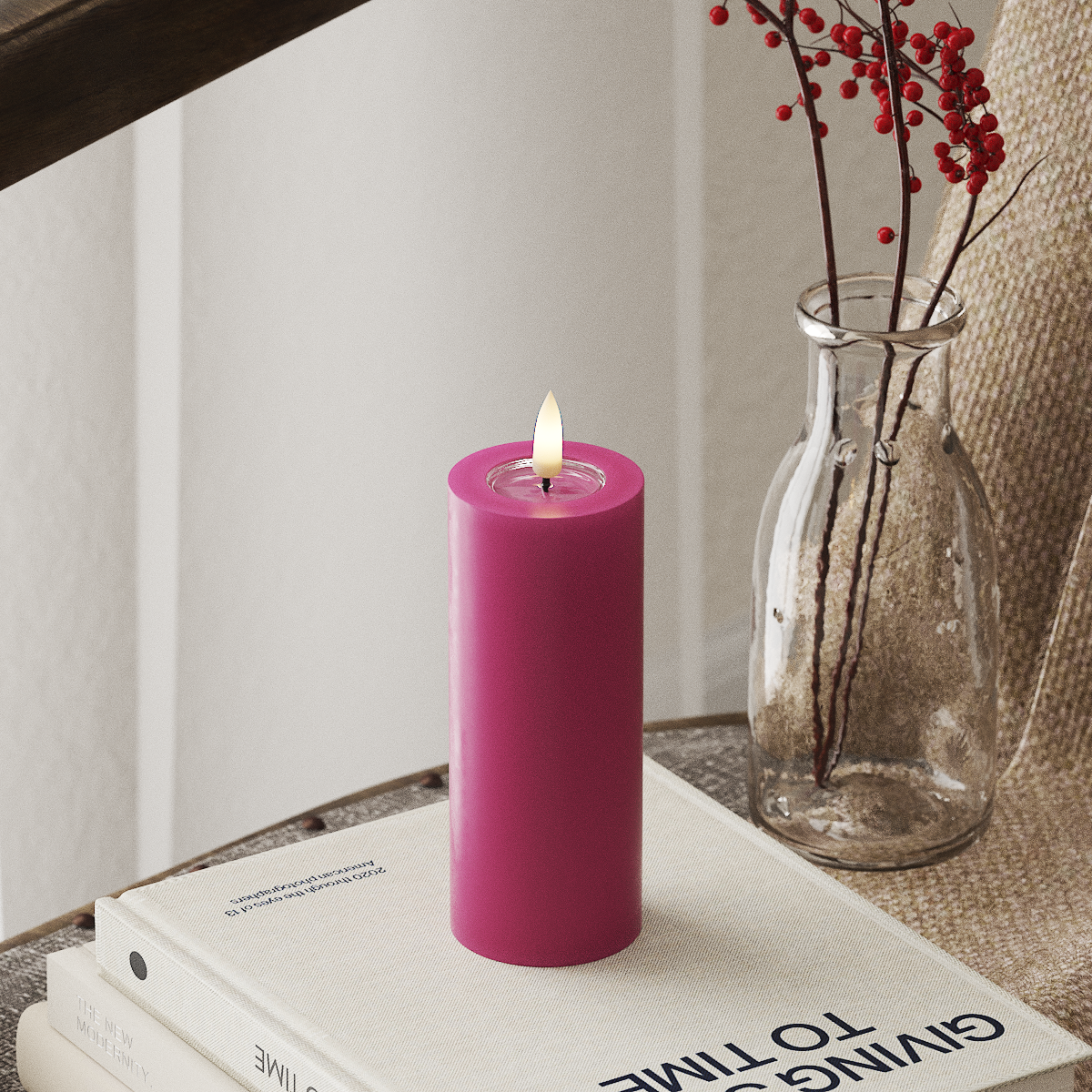 Deluxe Homeart LED Pillar candle Ø 5 x 12.5 cm Magenta LED Pillar candle 4