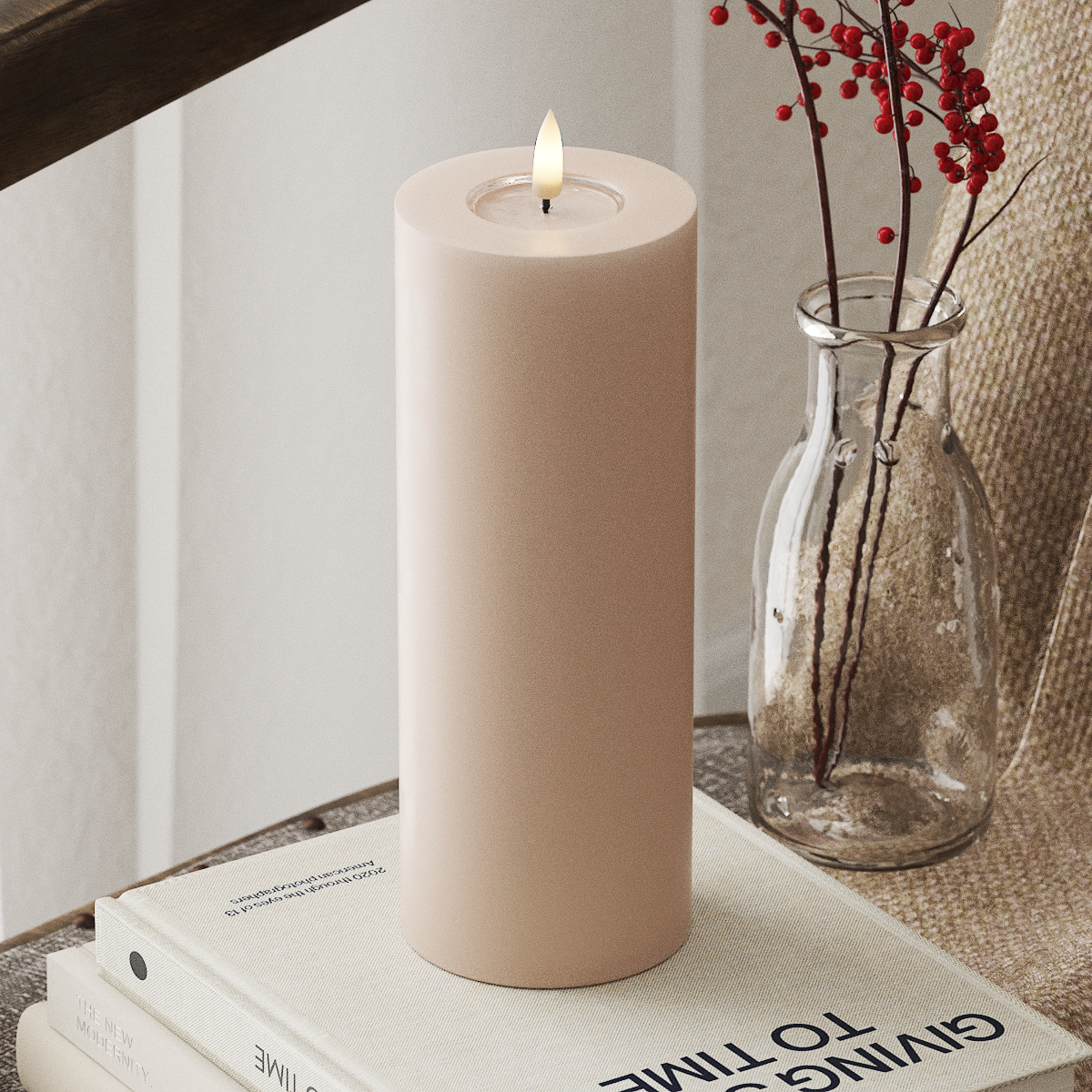 Deluxe Homeart LED plokkvalgusti Ø 7,5 x 20 cm Roos LED-ploki tuli 4