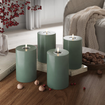 LED bloková světla Ø 10 x 15 cm Jadeitově zelená - 4 ks