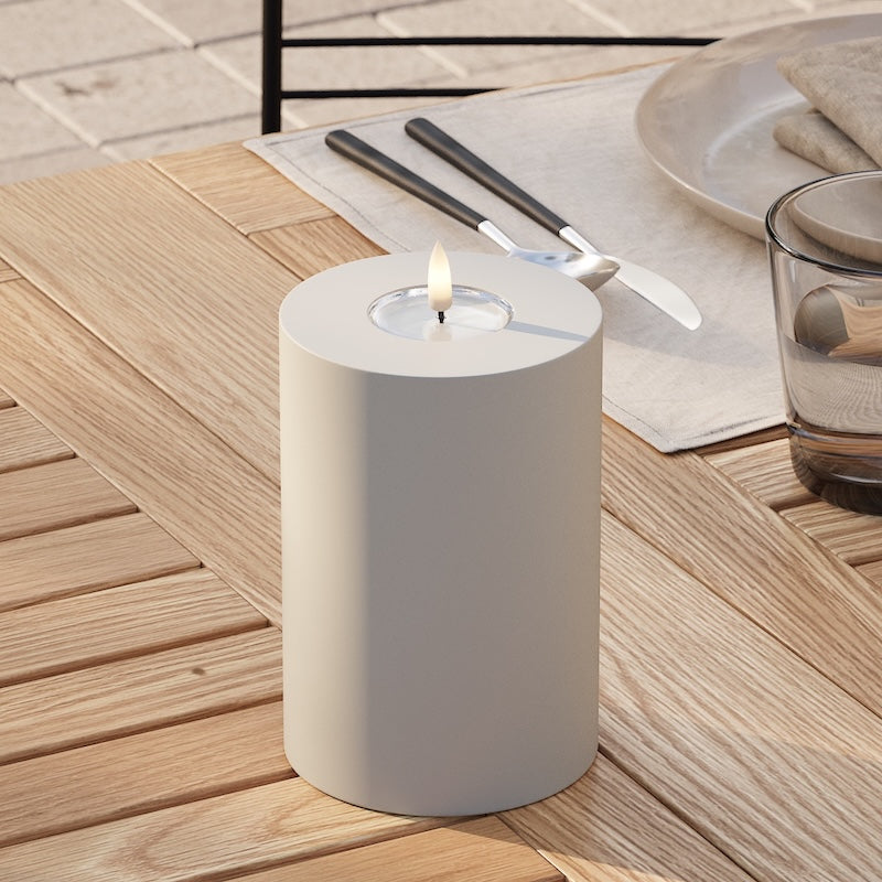 Deluxe Homeart Udendørs LED Bloklys Ø 10 x 15 cm Sand LED udendørslys bloklys 2