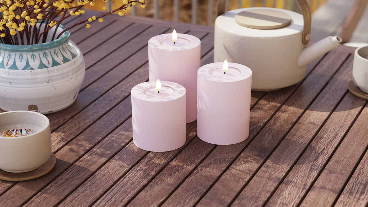 LED Utendørs lysblokklys med naturtro LED flamme
