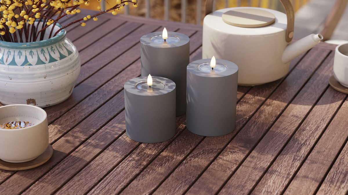 LED Utomhusljus Blockljus Med naturtro LED flamma