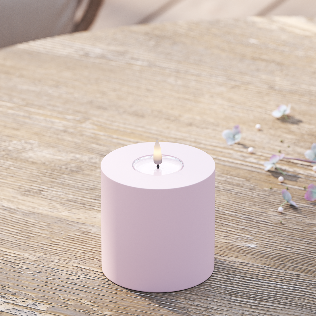 Deluxe Homeart Outdoors LED Pillar candle Ø 10 x 10 cm Dusty Red LED outdoor light Pillar candle 2