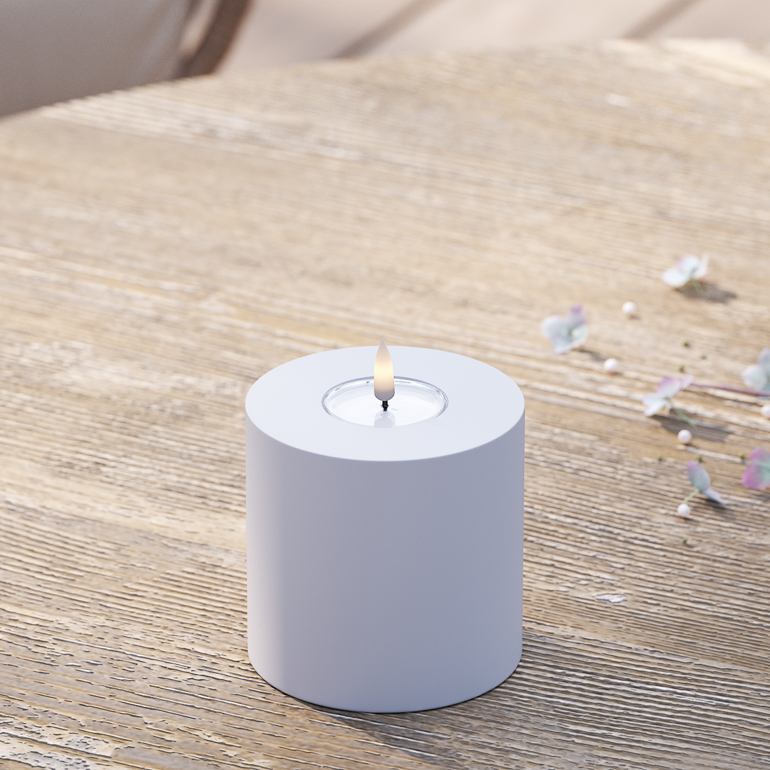 Deluxe Homeart Outdoors LED Pillar candle Ø 10 x 10 cm Dusty Blue LED outdoor light Pillar candle 2