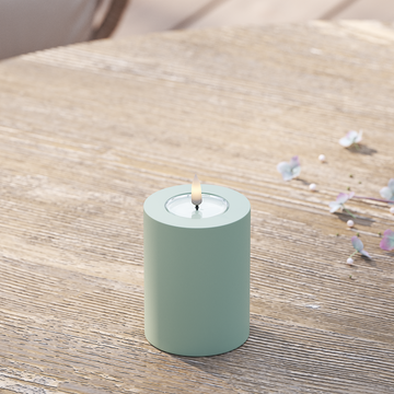 Deluxe Homeart Udendørs LED Bloklys Ø 7,5 x 10 cm Salvie grøn LED udendørslys bloklys 2