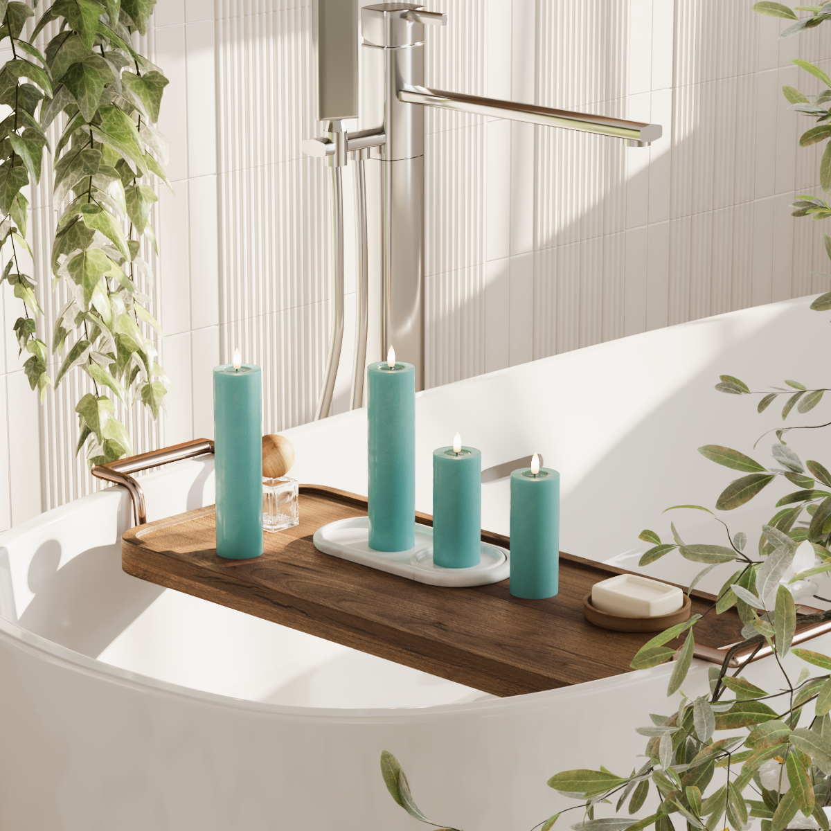 Deluxe Homeart Balíček LED blokových světel - Jadeitově zelená - 2 x 5 x 12,5 | Balení 2x 5x20 cm 2