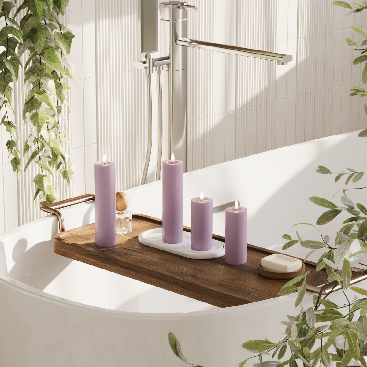 Deluxe Homeart Συσκευασία φωτός μπλοκ LED - Ανοιχτό μωβ - 2x 5 x 12,5 cm | 2x 5 x 20 πακέτο 2