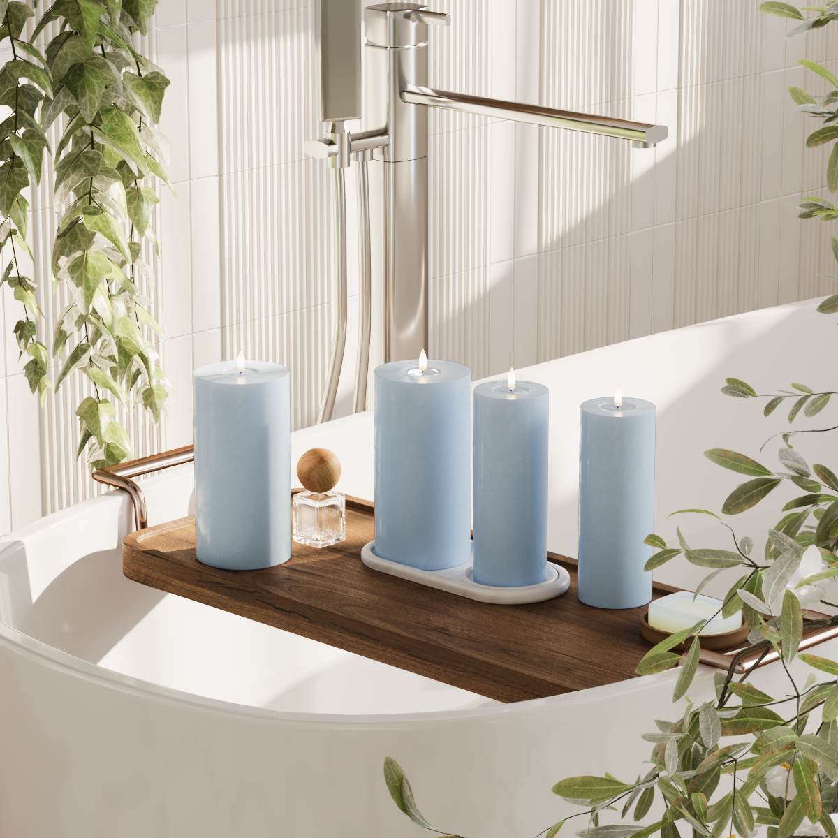 Deluxe Homeart Balíček LED blokových světel - Ledově modrá - 2x 7,5 x 20 | Balení 2x 10x20 cm 2