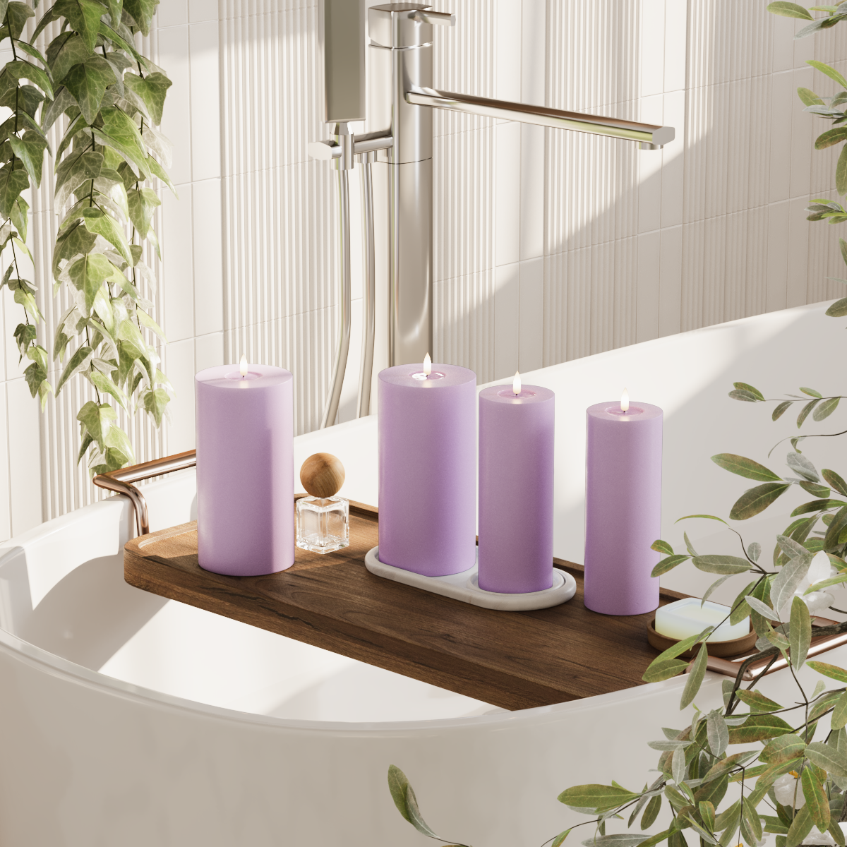 Deluxe Homeart Balíček LED blokových světel - Levandulová - 2x 7,5 x 20 | Balení 2x 10x20 cm 2