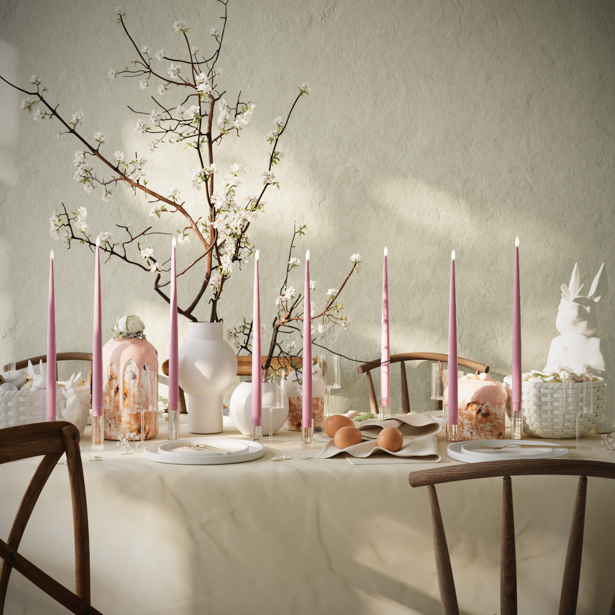 Deluxe Homeart LED Ljus Med Lack paket - Magenta - 8 stycken 38 cm Ljus Med Lack paket 1