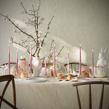 Deluxe Homeart LED Shiny Dinner candle package - Magenta - 4 pieces 38 cm | 4 pieces 28 cm package 1