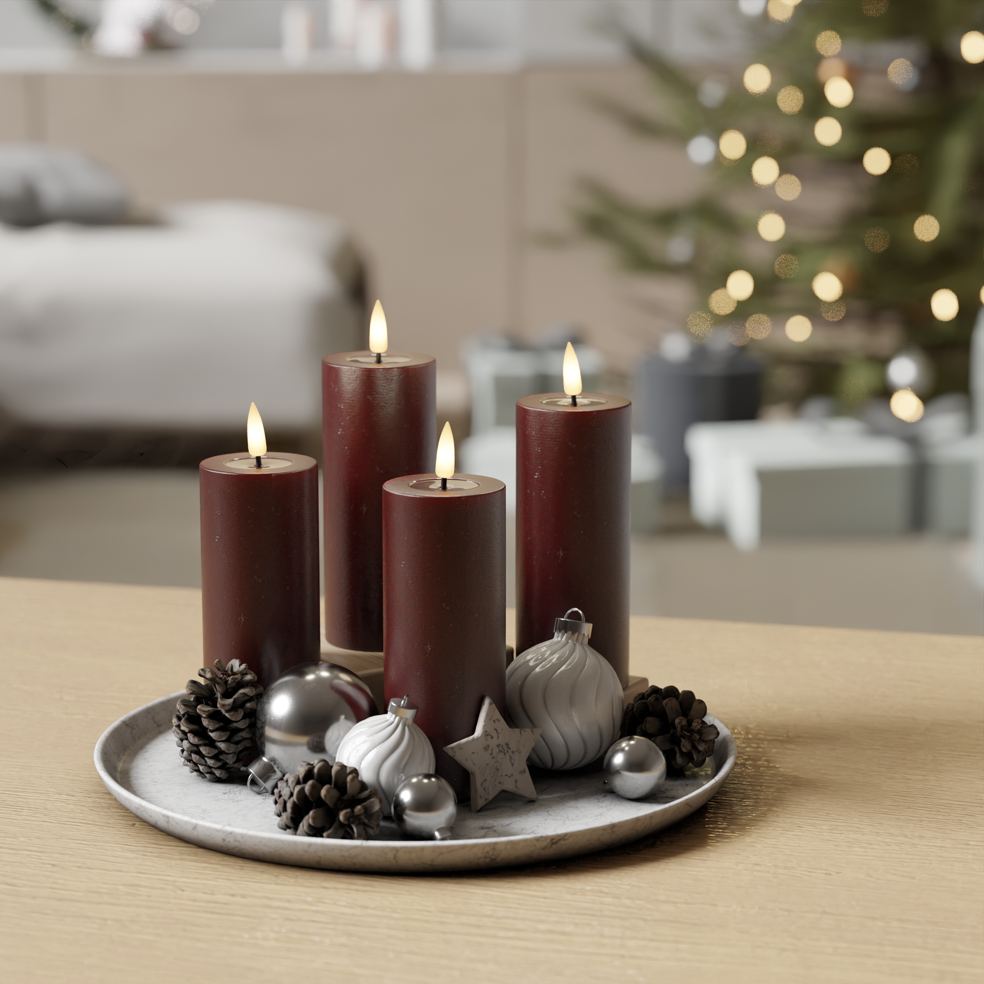 Deluxe Homeart Bourgogne Blockljus paket 4 x ø 5 x 12,5 1