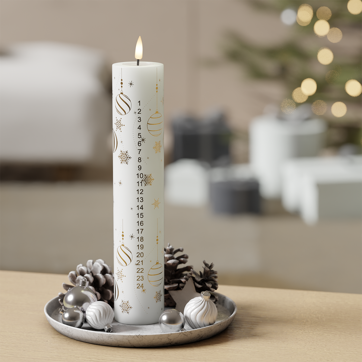 Deluxe Homeart LED Kalenderlys - Gold Christmas 1