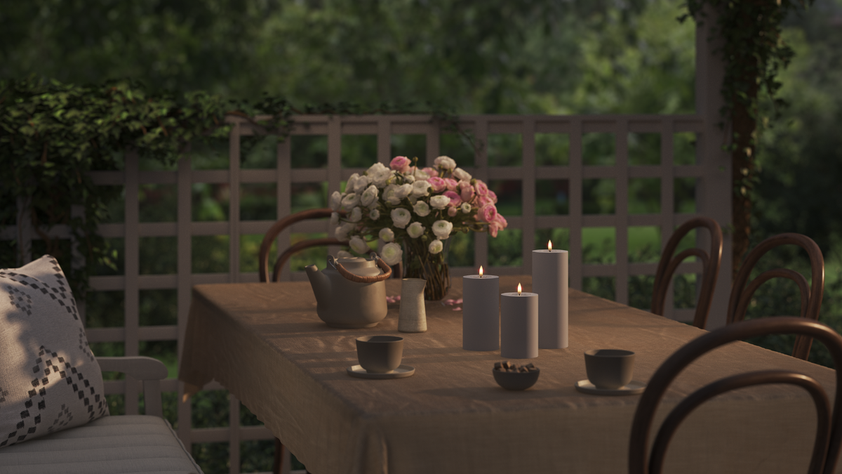 LED Outdoor light Pillar candle With lifelike LED flame