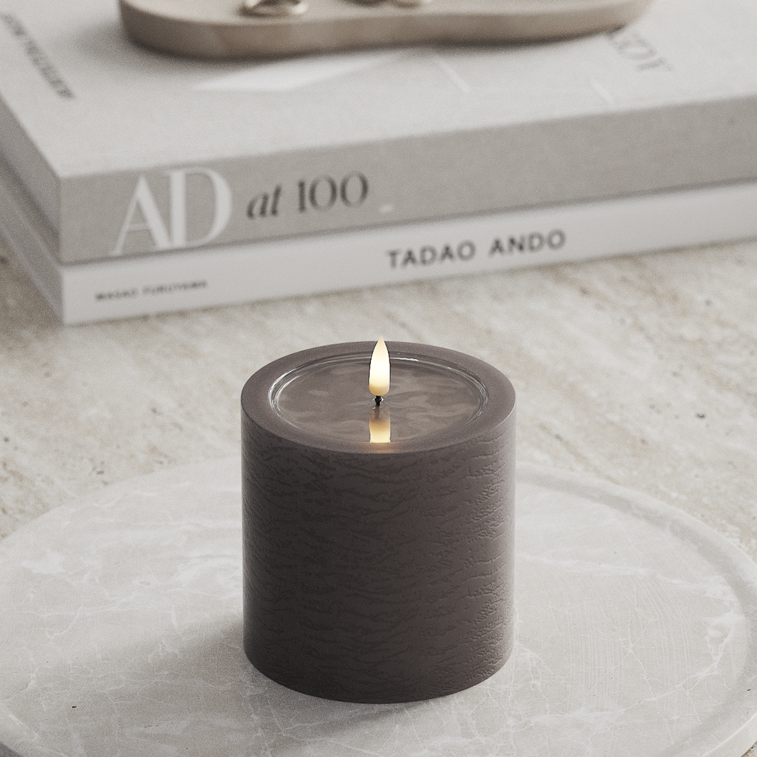 Deluxe Homeart Unique LED Bloklys D 10 x 10 cm Mokka unique bloklys 3