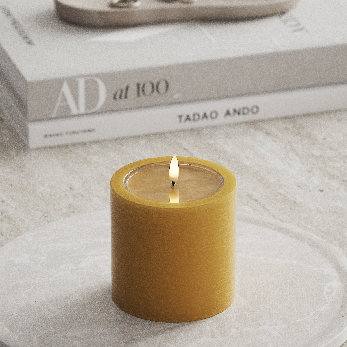 Deluxe Homeart Unique LED Blockljus D 10 x 10 cm Curry unique Blockljus 1