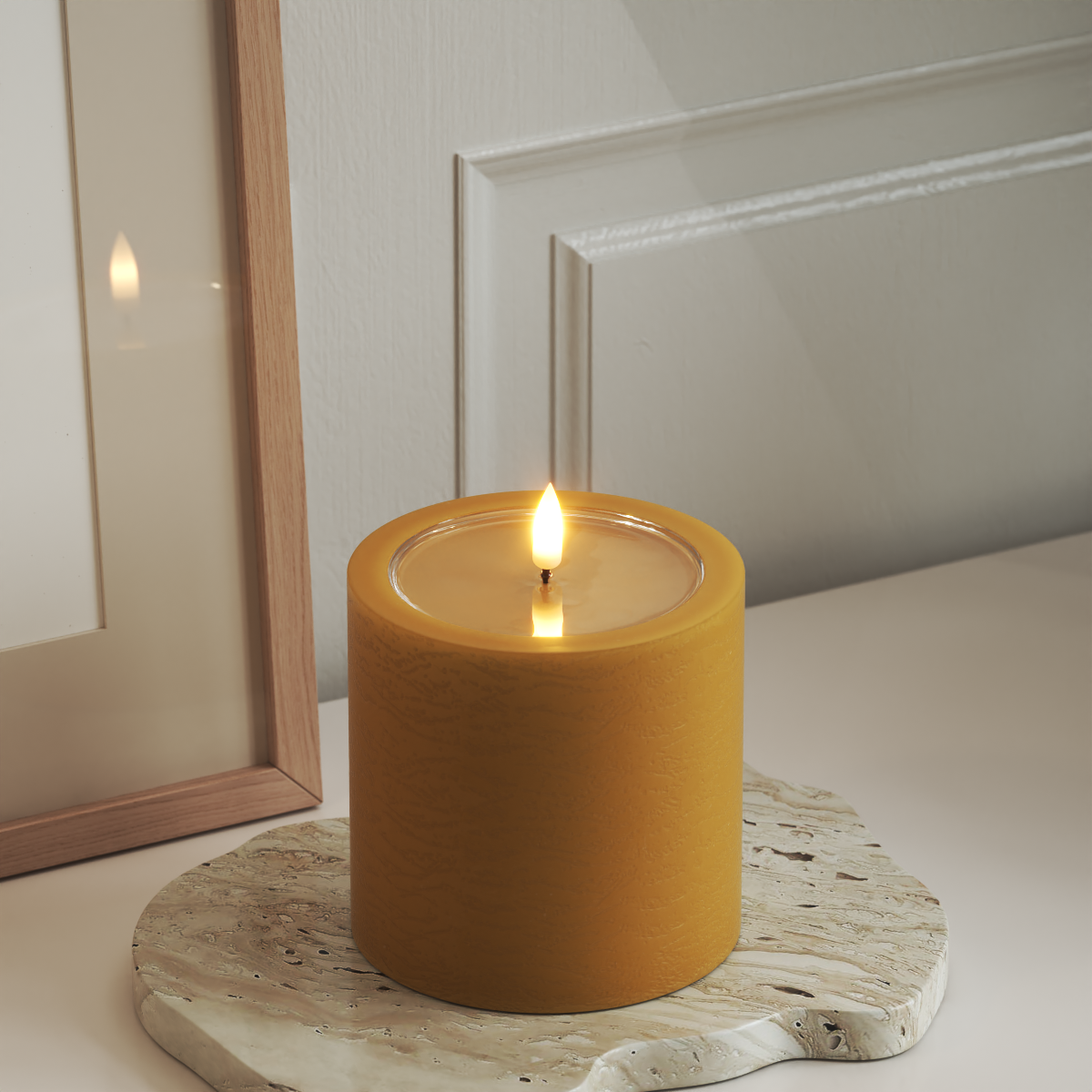 Deluxe Homeart Unique LED Blockljus D 10 x 10 cm Curry unique Blockljus 3