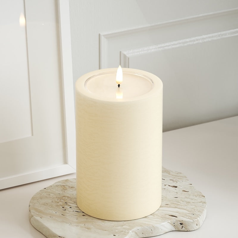 Unique Candles Unique Φωτιστικό μπλοκ LED D 10 x 15 cm Κρεμ